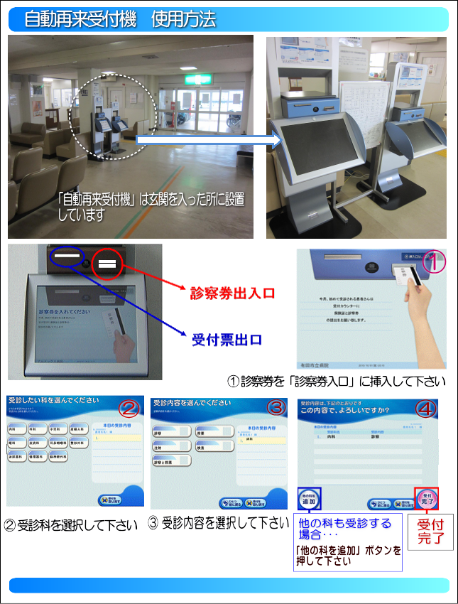 自動再来受付機のご案内 外来受診のご案内 有田市立病院公式サイト